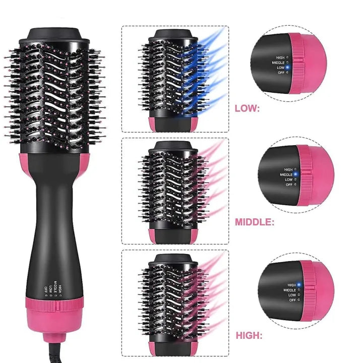 4-in-1 Hot Air Hair Styling Brush – Dryer, Straightener & Curler