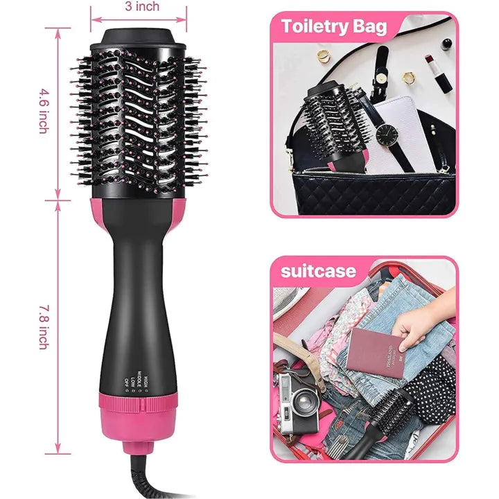 4-in-1 Hot Air Hair Styling Brush – Dryer, Straightener & Curler