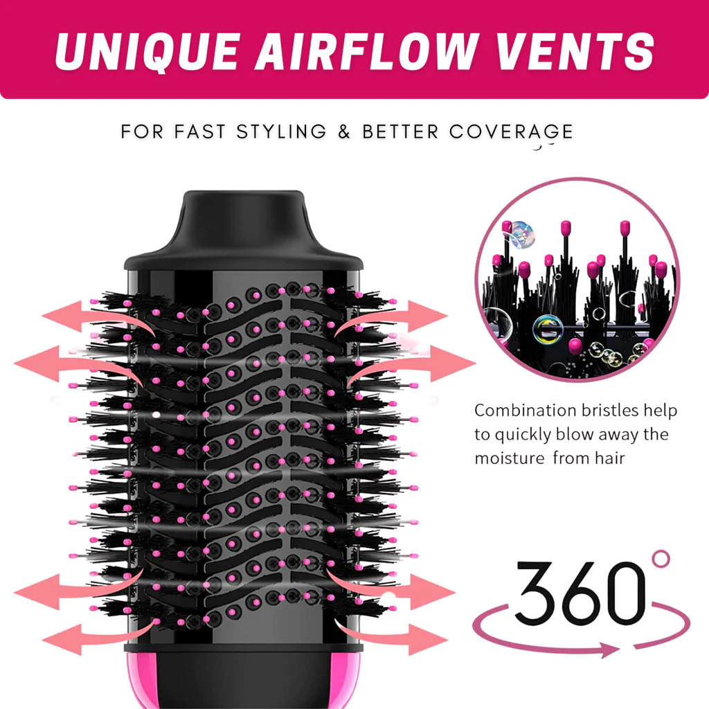4-in-1 Hot Air Hair Styling Brush – Dryer, Straightener & Curler