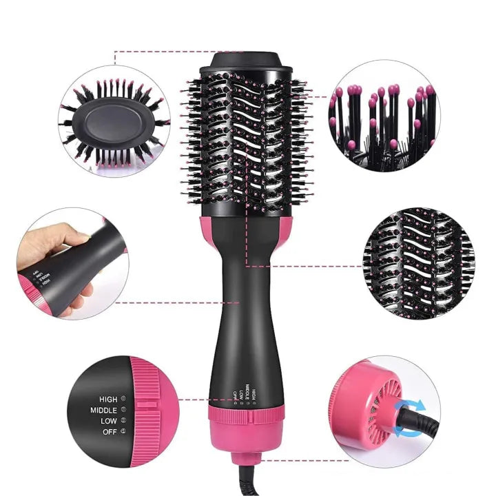 4-in-1 Hot Air Hair Styling Brush – Dryer, Straightener & Curler