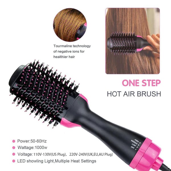 4-in-1 Hot Air Hair Styling Brush – Dryer, Straightener & Curler