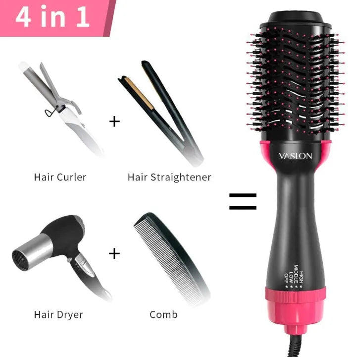 4-in-1 Hot Air Hair Styling Brush – Dryer, Straightener & Curler