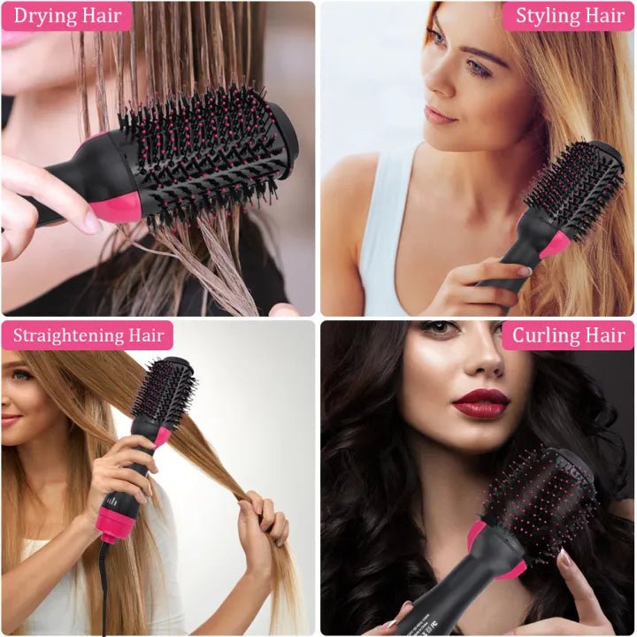 4-in-1 Hot Air Hair Styling Brush – Dryer, Straightener & Curler